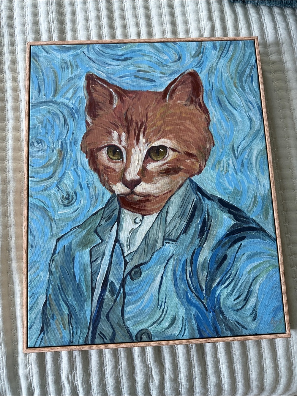 Blue Cat Portrait Canvas Wall Art - Decorative Pet Print
